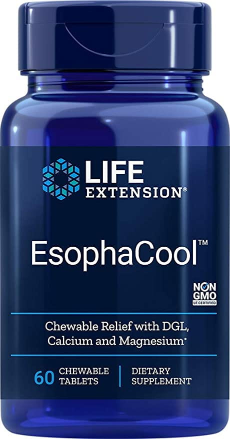 LIFE EXTENSION Esophacool DGL 60 Tabletten zur Linderung von Magenbeschwerden, natürliche Nahrungsergänzung für die Verdauung