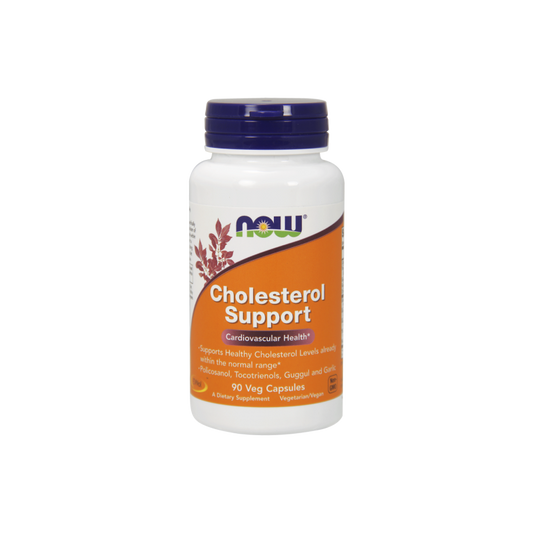 Cholesterin-Unterstützung Kapseln von NOW FOODS mit Knoblauch, Guggul und Guarkernmehl, 90 Kapseln, im Glas.
