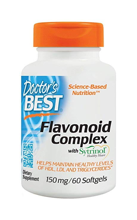 Flavonoid-Komplex mit Sytrinol von DOCTOR'S BEST, 150 mg, 60 Kapseln, zeigt die Kapseln und das Verpackungsdesign.