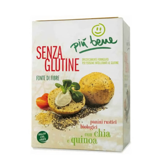 Glutenfreies Bio-Brot aus Chiasamen und Quinoa, von ECOR, 125 g, mit knuspriger Kruste und weichem Inneren.