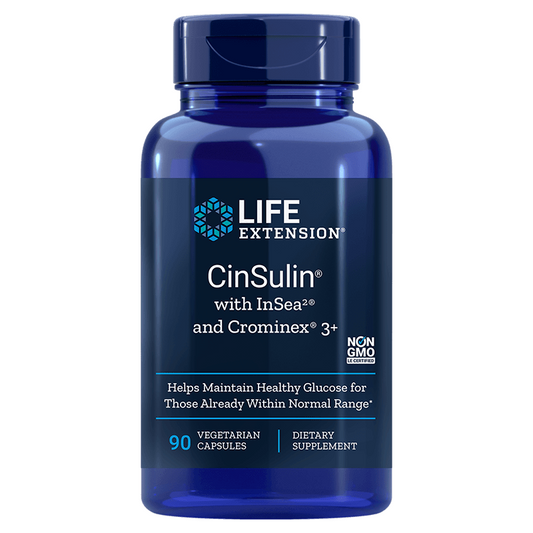 LIFE EXTENSION Cinsulin mit insea2 und crominex 3i, 90 Kapseln für unterstützende Lebensverlängerung, sichtbare Verpackung und Kapseln