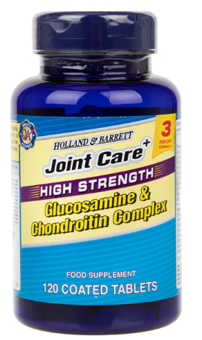 HOLLAND & BARRETT Glucosamin & Chondroitin-Komplex Tabletten, 120 Stück, für Gelenkgesundheit, Nahaufnahme der Tabletten in der Packung