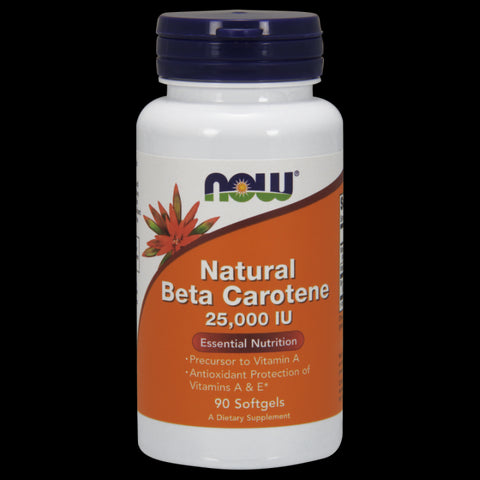 Natürliches Beta-Carotin Vitamin A 25.000 i in 90 Kapseln von NOW FOODS