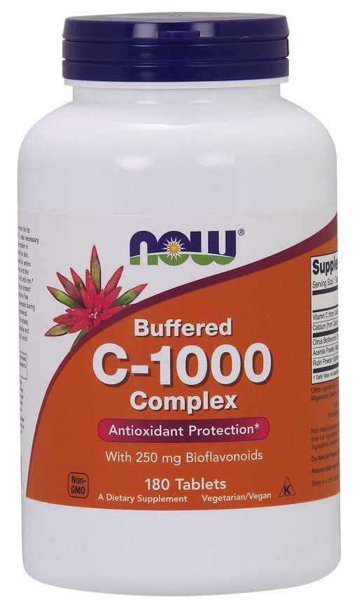 C1000 gepuffertes Vitamin C und Zitrus-Bioflavonoide 180 NOW FOODS Tabletten