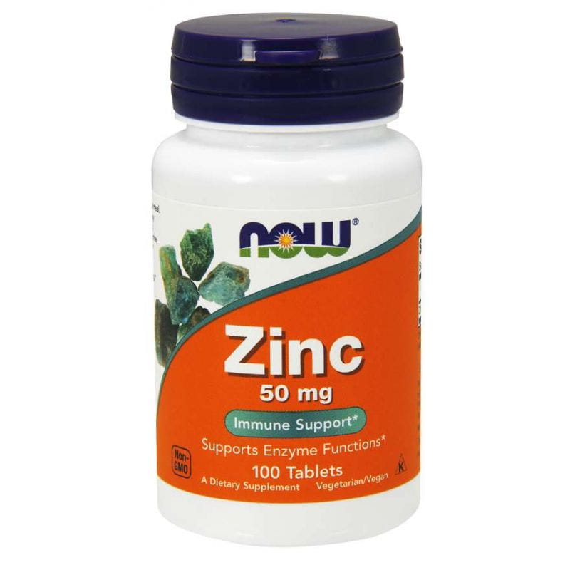 Zink Zink 50 MG Zinkgluconat 100 Tabletten NOW FOODS Hoofdafbeelding