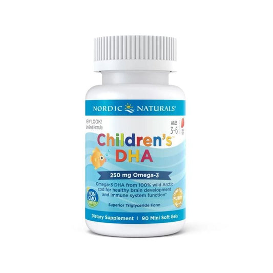 NORDIC NATURALS DHA für Kinder 250 mg in 90 Kapseln, nahes Bild der Kapseln auf weißem Hintergrund