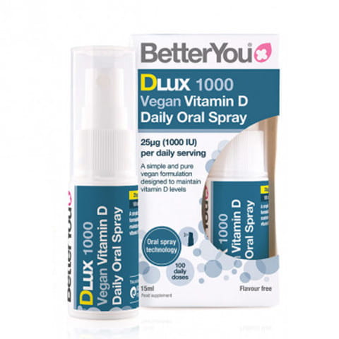 Veganer Vitamin-D-Spray D1000 von BETTERYOU in 15 ml Flasche, sichtbarer Spray mit natürlicher Inhaltsstoffgestaltung.