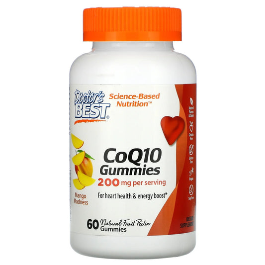 Coenzym Q10 Gummibärchen von DOCTOR'S BEST, 100 mg, vitaminreiche Nahrungsergänzung in gelber Verpackung.