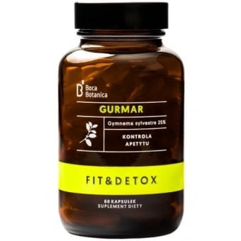 Gurmar Gymnema Sylvestre Extrakt in Boca Botanica Kapseln, 60 Stück, Nahaufnahme der Verpackung und Kapseln