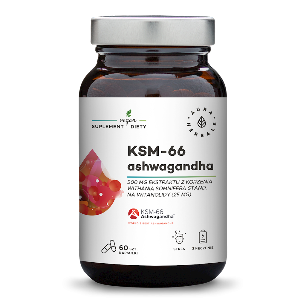 Ashwagandha KSM66 Wurzel 500 MG 60 Kapseln AURA HERBALS Hauptbild