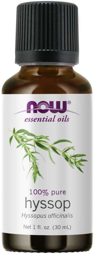 Ätherisches Ysop-Öl von NOW FOODS, 30 ml Flasche, naturbelassenes ätherisches Öl mit frischem grünen Krauseinblick.