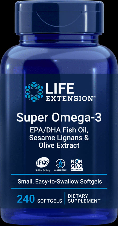 Super OMEGA - 3 EPA / DHA mit Sesam-Lignanen und Olivenextrakt 240 Kapseln LEBENSVERLÄNGERUNG