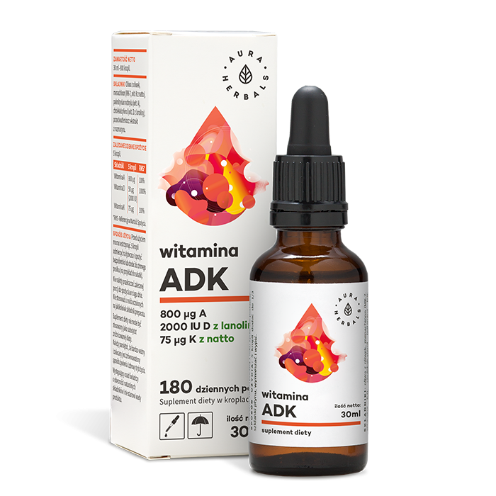 Vitamin A und D3 2000 IE und K2 MK7 adk in Tropfen von 30 ml AURA HERBALS Hauptbild