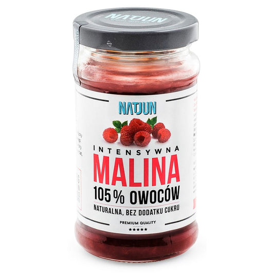 Himbeermarmelade ohne Zuckerzusatz von NATJUN, 125% Frucht, 240g Glas, fruchtige Marmelade mit natürlichen Zutaten