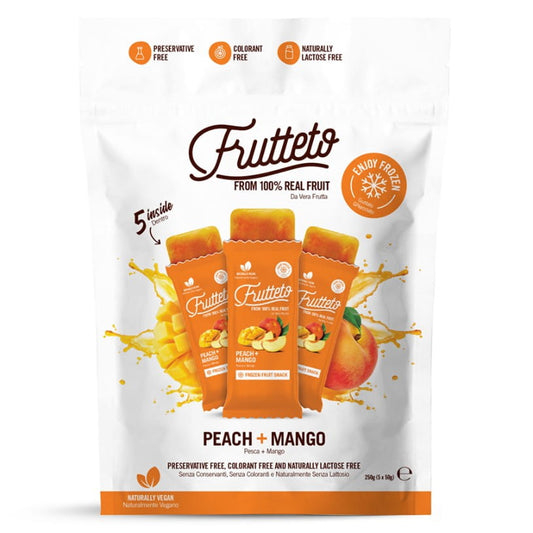 Gefrorenes Sorbeteis zum Einfrieren, Pfirsich und Mango, 5x50g, von FRUTTETO, cremige Frucht-Genuss im Bild