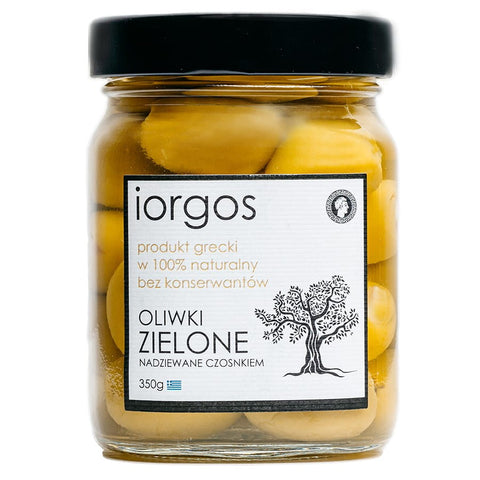 Grüne Premium-Oliven - mit Knoblauch 350g IORGOS