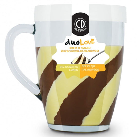 Nuss-Bananen-Geschmack Creme von CD in einem 300g Glas, cremige Konsistenz, ideal für Brot und Desserts.