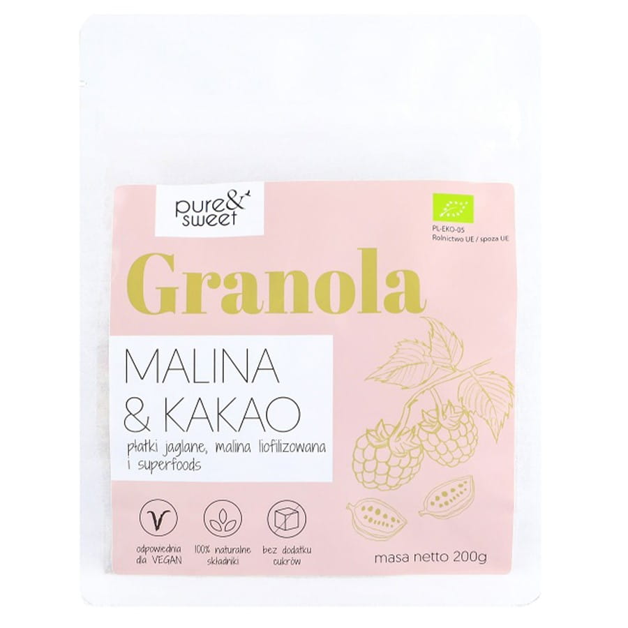 Granola Himbeere - Kakao BIO 200g PURE & SWEET Hlavní obrázek produktu