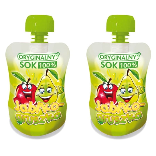 Natürliches Apfel- und Birnensaft 100% NFC in 110ml Flasche von ORYGINALNY SOK, frisch und lecker.