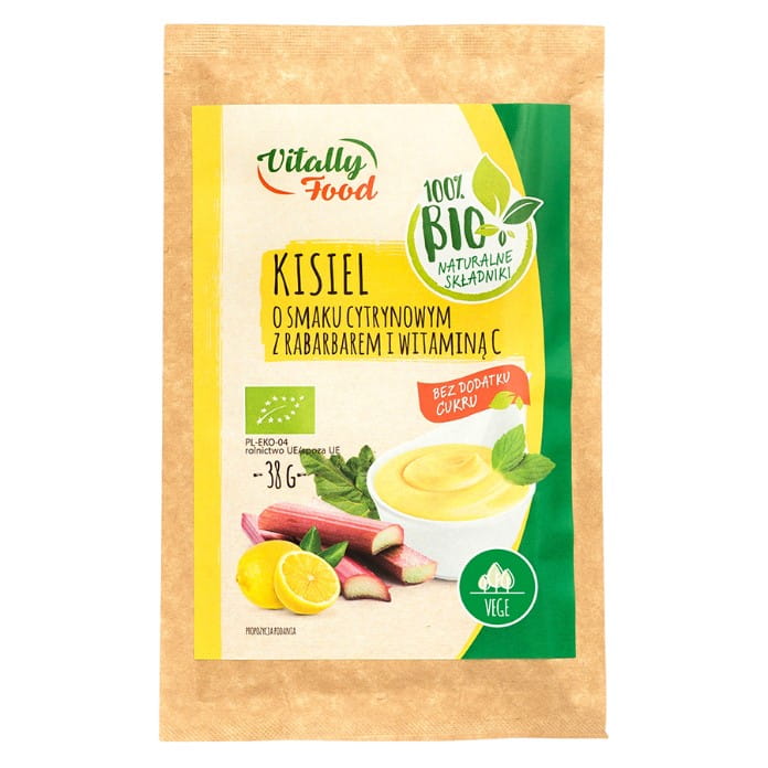 Kissel mit Zitronengeschmack mit Rhabarber und Vitamin C ohne Zuckerzusatz BIO 38g VITAL FOOD
