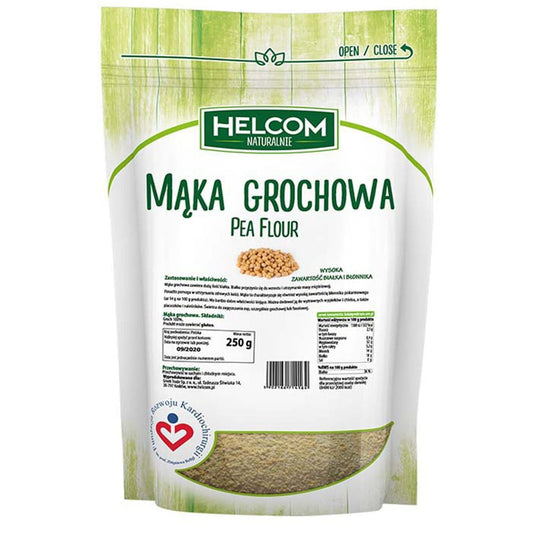 Erbsenmehl in 250g Packung von HELCOM, feines grünes Mehl aus getrockneten Erbsen, für Kochen und Backen