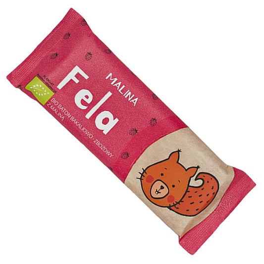 Bakal- und Müsliriegel mit Himbeere von HELPA BIO, 37 g, close-up Ansicht der Riegel mit Himbeeren und Haferflocken