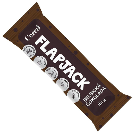 Gebackener Haferriegel mit belgischer Schokolade von CEREA, 60g, zeigt den Riegel mit Schokoladenschicht und Haferflocken.