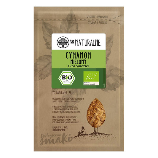 Gemahlener Bio-Zimt von TO NATURALNE in 15g Packung, feines braunes Gewürz in einer transparenten Verpackung