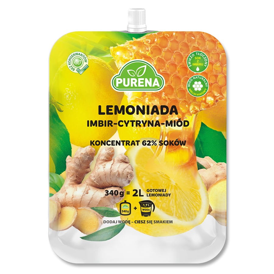 Limonade Ingwer - Zitrone - Honigkonzentrat 340g PURENA
