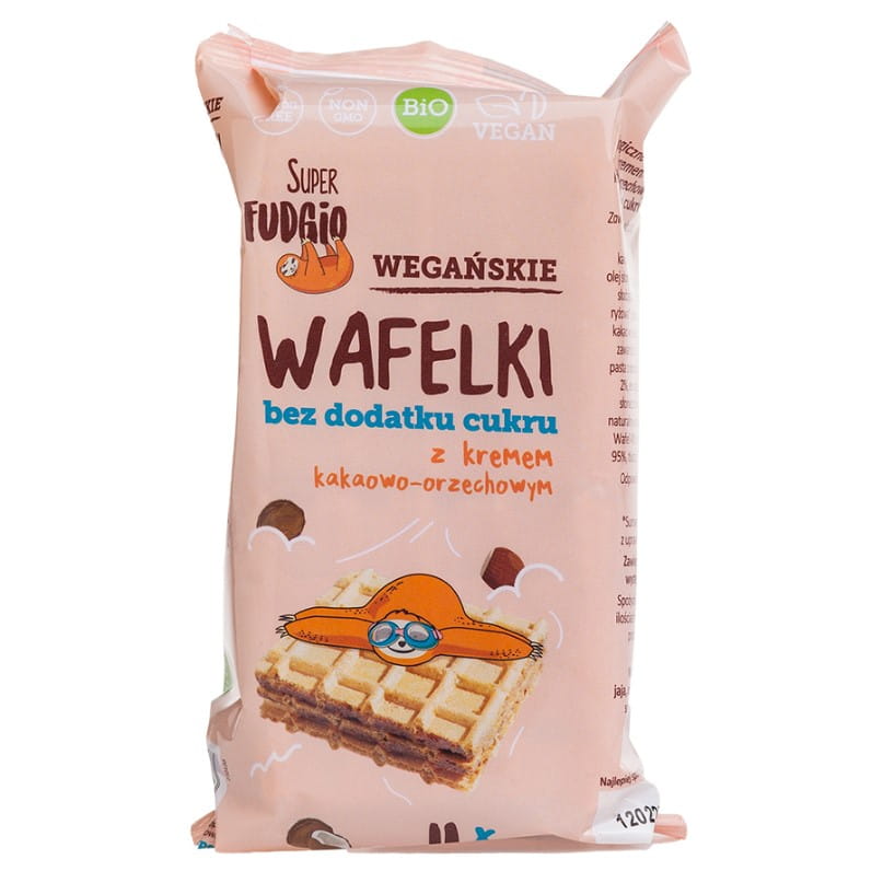 Waffeln mit Kakao-Nuss-Creme gesüßt mit Erythrit BIO 120g SUPER FUDGIO