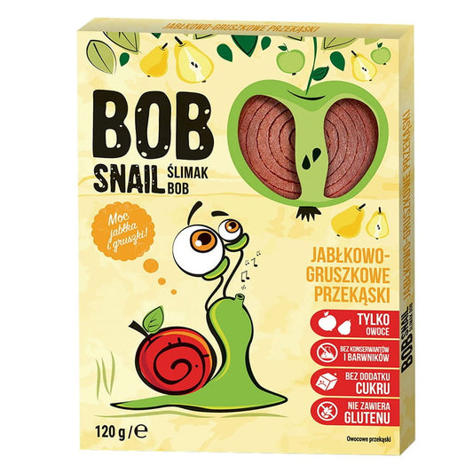 Apfel-Birnen-Snack von BOB SNAIL mit Früchten, ohne Zuckerzusatz, 120g, frisches Obst in praktischer Verpackung