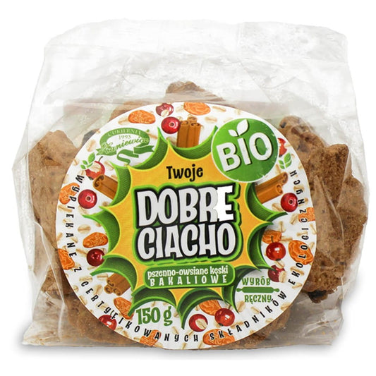 Bio Haferkekse „kęski“ mit Rosinen und Preiselbeeren, 150g, DOBRE CIACHO, knusprige Haferkekse im Bild