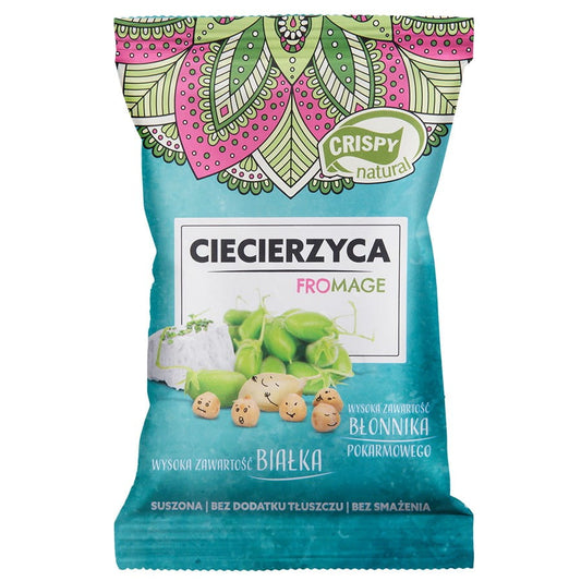 Getrocknete Kichererbsenchips von CRISPY NATURAL mit Frischkäsegeschmack, 25g, knusprige vegetarische Snackoption