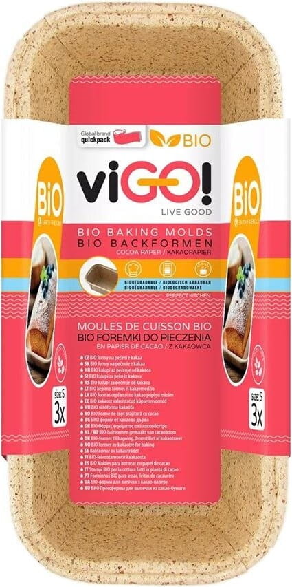 Biologisch abbaubare Kakao-Backformen Größe S 3 Stück VIGO!