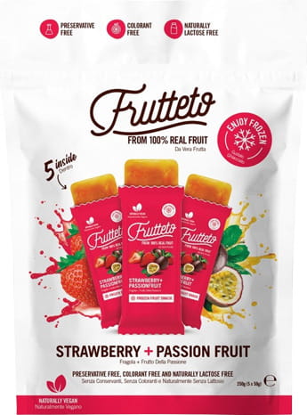 Himbeere-Apfel Sorbeteis zum Einfrieren von FRUTTETO, 5x50g, gefrorenes Fruchteis in Bechern, fruchtige Erfrischung