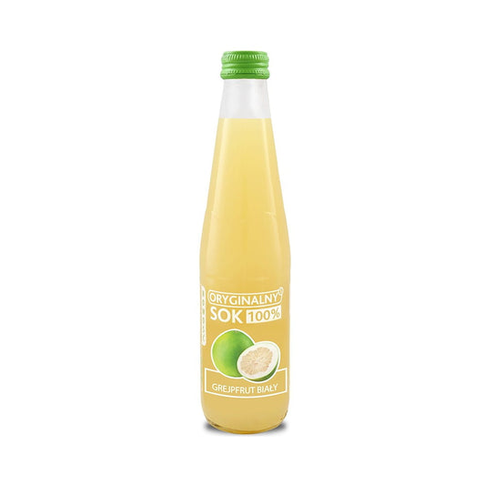 Weißer Grapefruitsaft in 330 ml Flasche von BIURKOM FLAMPOL, klarer Saft mit frischem Fruchtaroma.