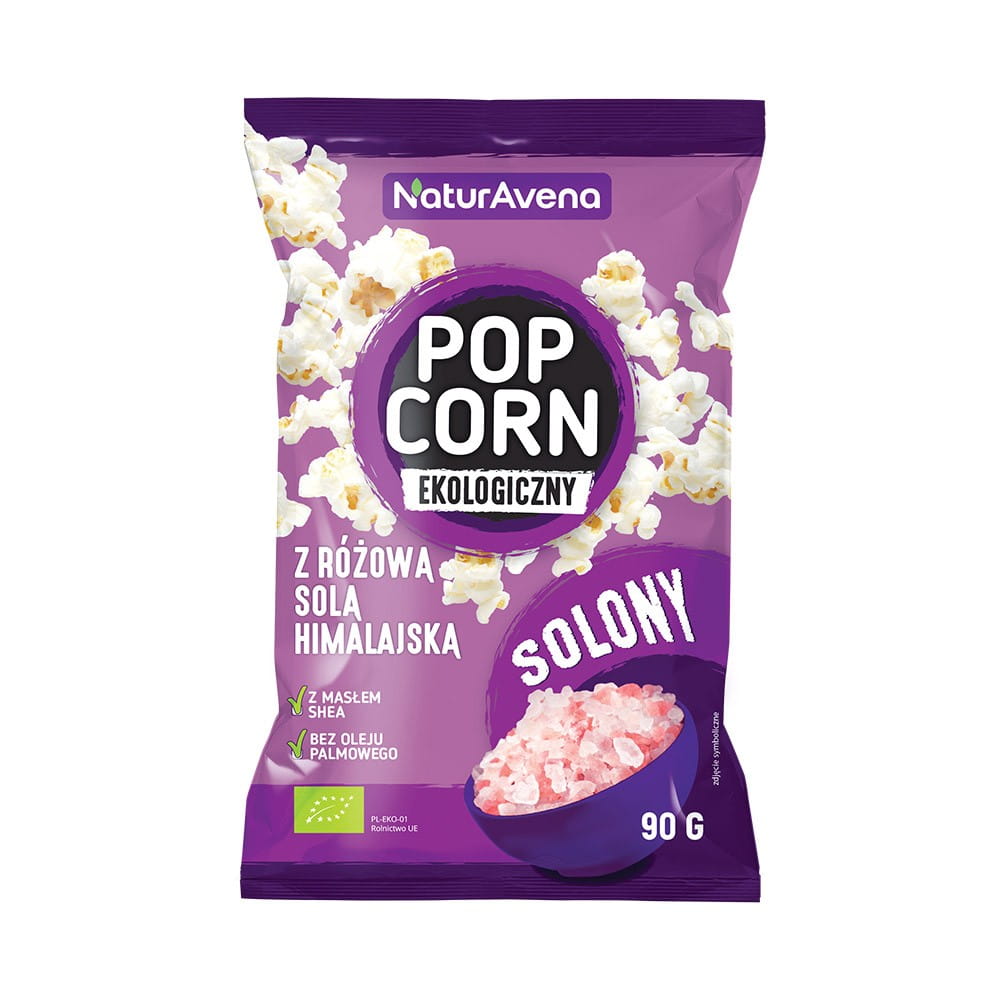 Popcorn gesalzen mit rosa Himalaya-Salz BIO 90 g NATURAVENA