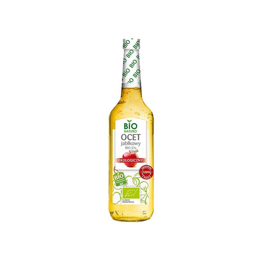 Apfelessig 5% BIO von BIONATURO in 700 ml Flasche, naturbelassener Bio-Apfelessig, sichtbare Flasche mit Etikett