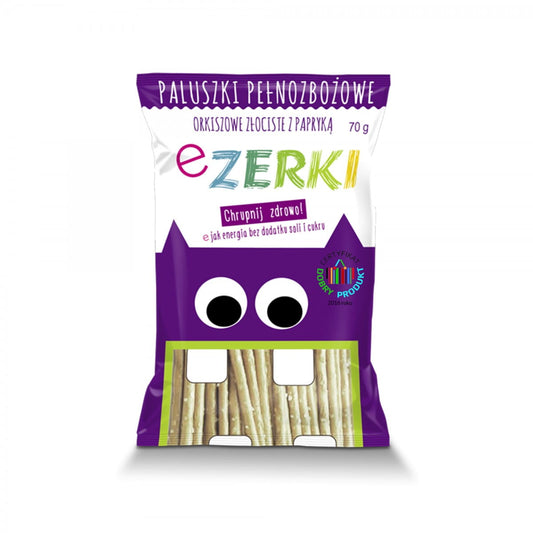 Dinkelstangen mit Paprika von PROSTO GROUP, 70 g, knusprige Snackstangen mit Paprikageschmack, auf weißem Hintergrund fotografiert