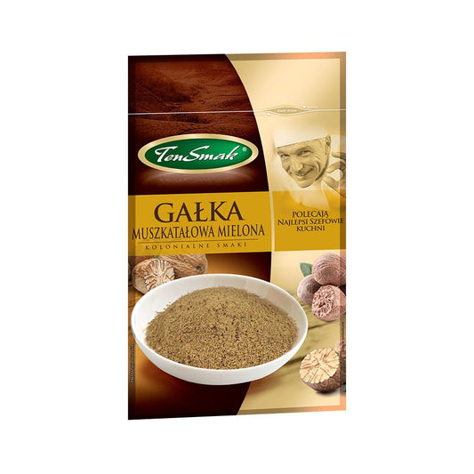 Gemahlene Muskatnuss von TEN SMAK in 10 g Packung, feine braune Gewürzflocken für Kochen und Backen
