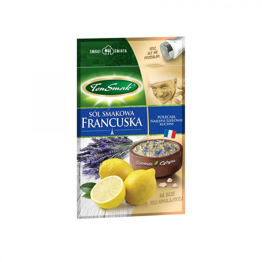 Französisches Salz von TEN SMAK, 50 g, feines Gewürz mit typischem Geschmack, in einer transparenten Verpackung.