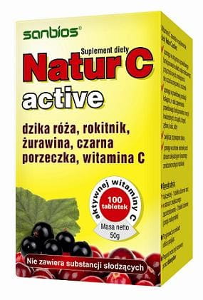 Natur-C-Aktiv 100 Tabletten von SANBIOS, Nahrungsergänzungsmittel mit Vitamin C in Tablettenform, gesundes Vitamin C für das Immunsystem