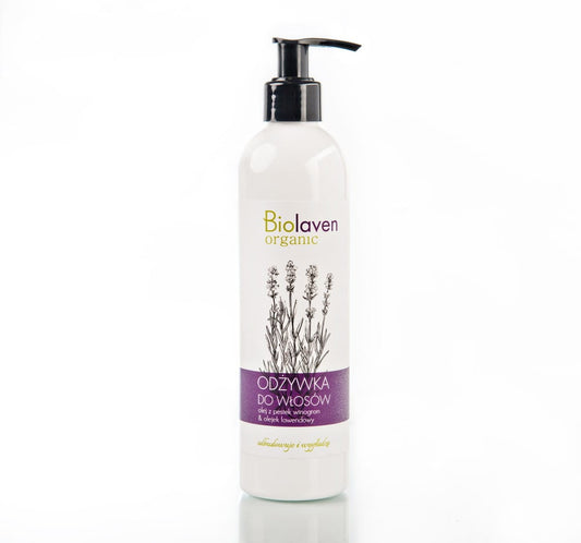 Haarspülung von BIOLAVEN, 300 ml Flasche mit cremiger Textur und natürlichen Inhaltsstoffen, für gepflegtes Haar.