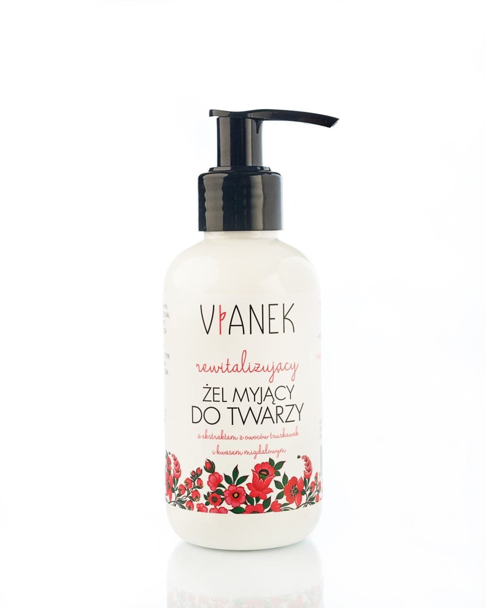 Revitalisierendes Gesichtswaschgel von VIANEK in 150 ml Flasche, zeigt die Verpackung und das Produkt für die Hautreinigung.