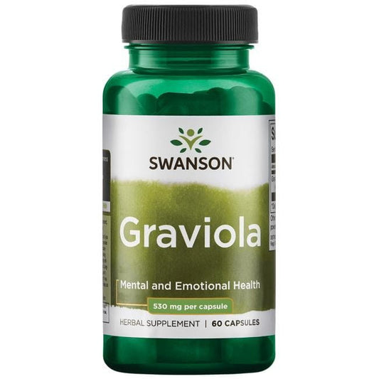 Graviola-Kapseln von Swanson, 530 mg, 60 Stück, natürliche Nahrungsergänzung in Kapseln, gegen Gesundheit und Wohlbefinden