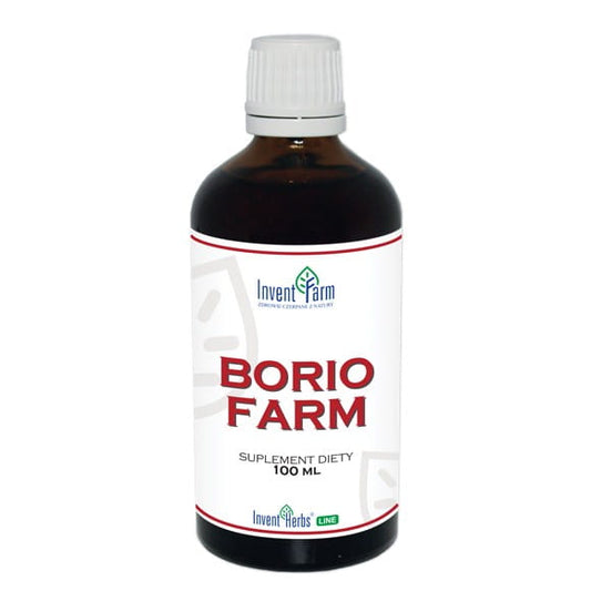 Borio Farm Mundflüssigkeit von INVENT FARM in 100ml Flasche, flüssiges Produkt für die Mundpflege, sichtbare Verpackung.