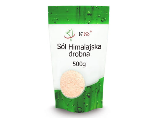 Gemahlenes Himalayasalz von VIVIO in 500 g Packung, feine Salzkörner für Kochen und Würzen, Nahaufnahme