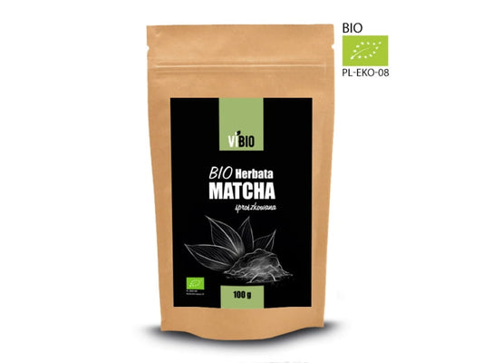 Bio-Matcha-Teepulver von VIBIO, fein gemahlenes grünes Teepulver in 100g Packung, perfekt für Tee und Kochrezepte