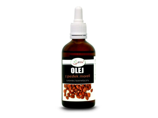 Raffiniertes Aprikosenkernöl in 50ml Flasche von VIVIO, flüssig, hellgelbe Farbe, ideal für Hautpflege und Kosmetik.