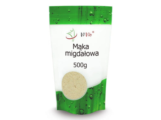 Mandelmehl in 500g Packung von VIVIO, fein gemahlenes Mandelmehl für Backen und Kochen, Nahaufnahme des Produkts